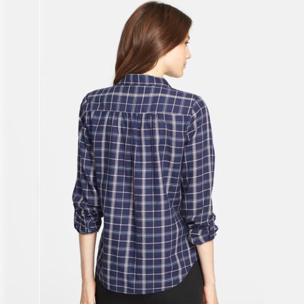 Joie | Plaid Fara B Ruffle V-Neck Blouse - Picture 2 of 8